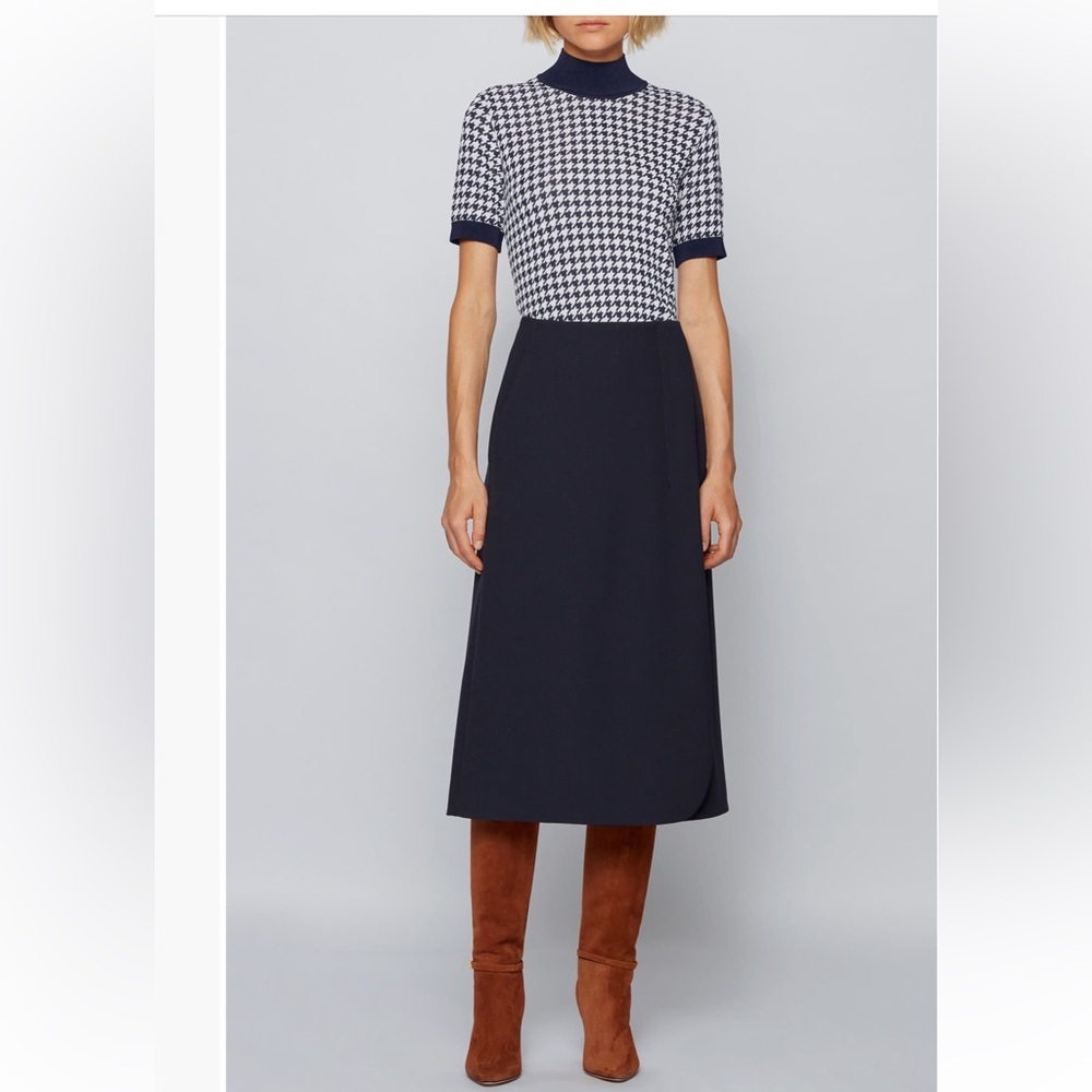 BOSS Faryna Houndstooth Check Short Sleeve Sweater - Picture 4 of 11